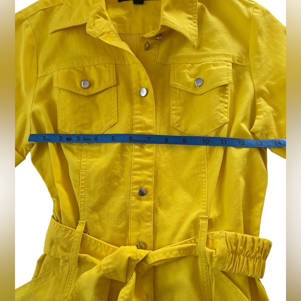 Sharagano Women’s Yellow Belted Shirt Dress Sz 6 - Picture 4 of 6